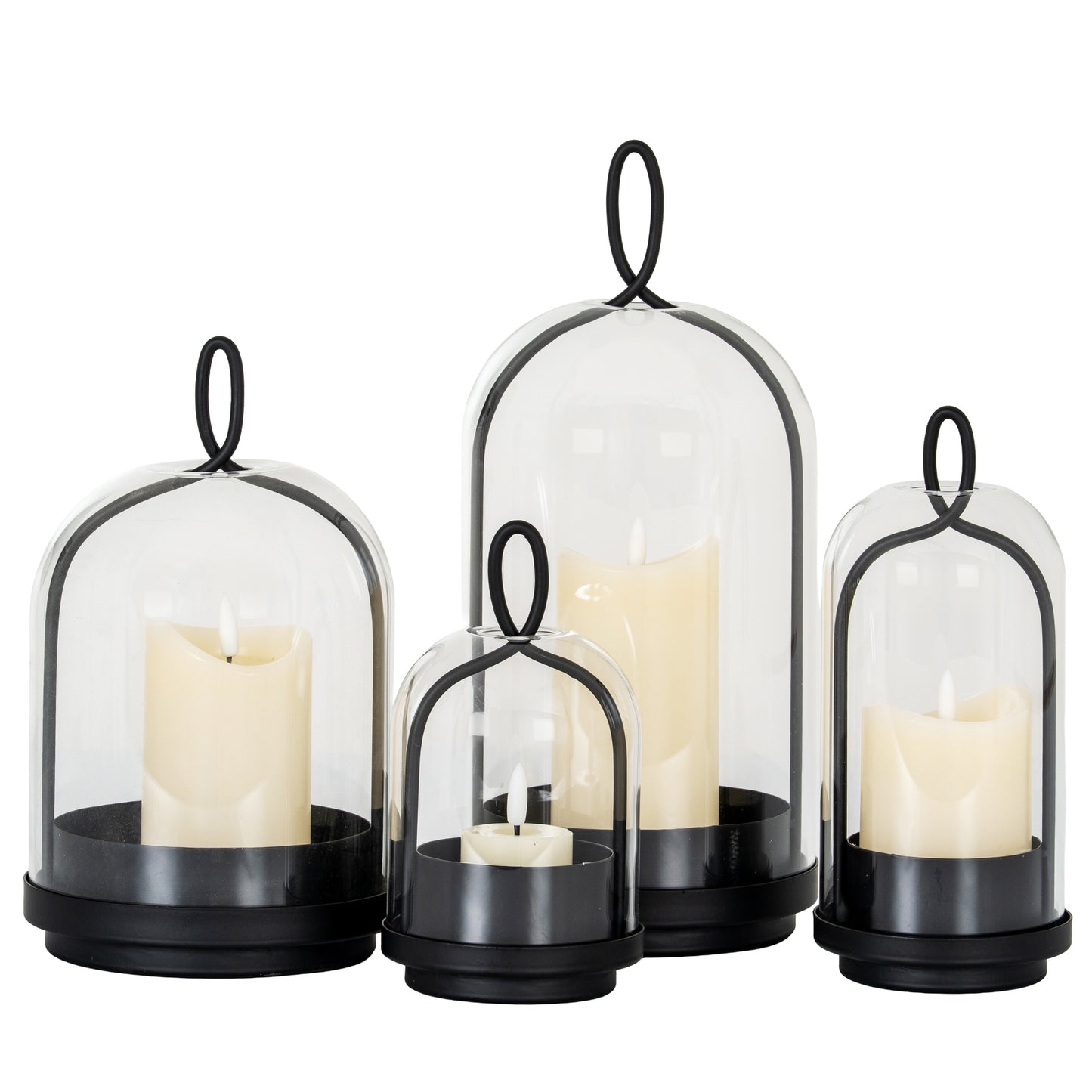 Nysa black candle holder with glass cloche - alternate view