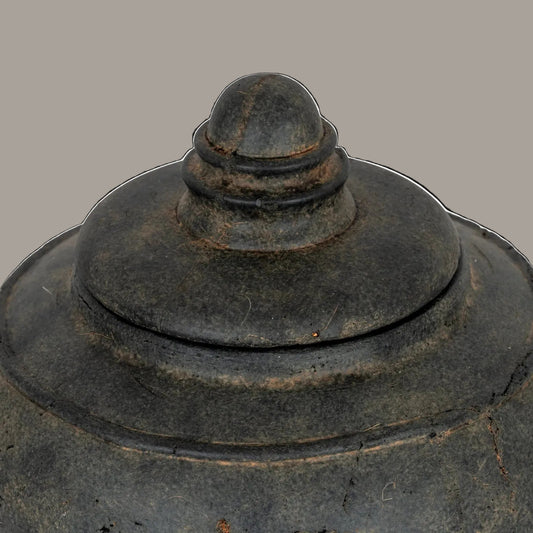Dusk large dark ceramic pot with lid - alternate view