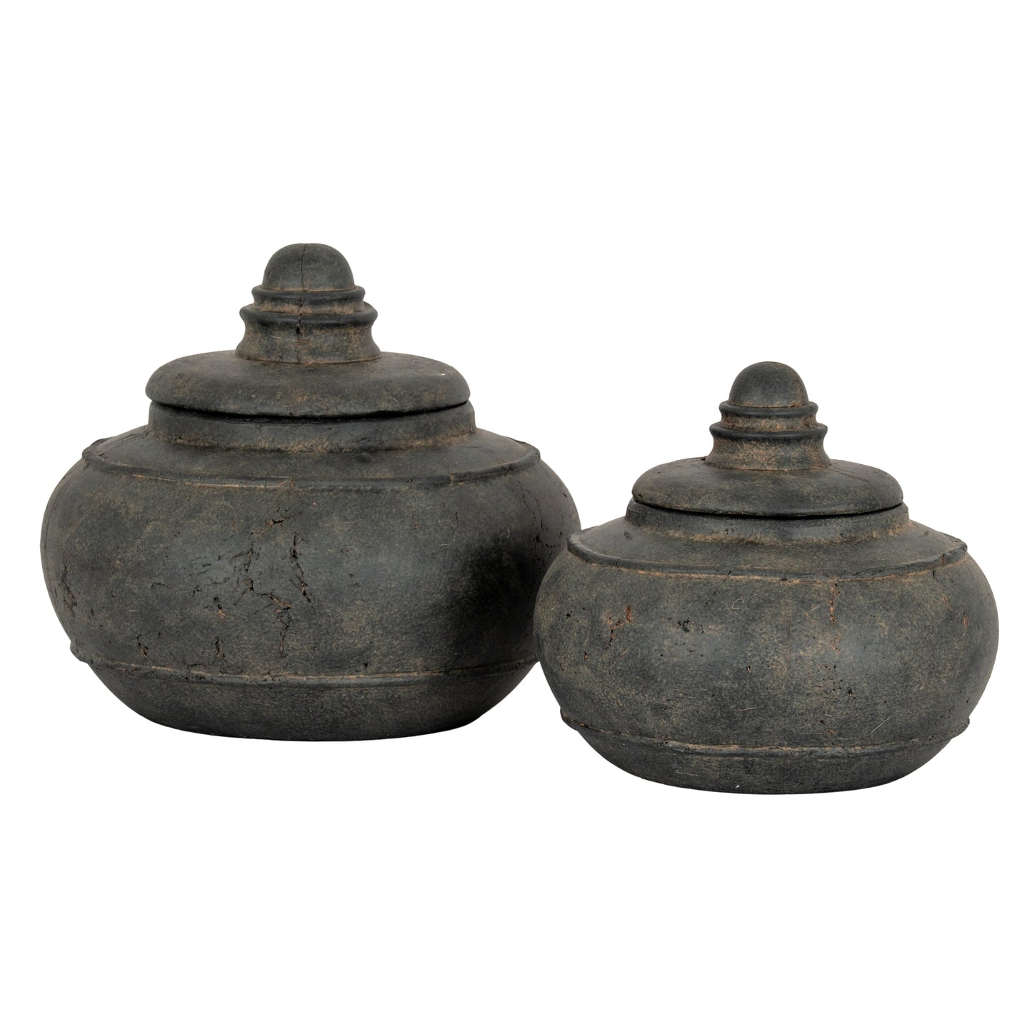 Dusk large dark ceramic pot with lid - alternate view