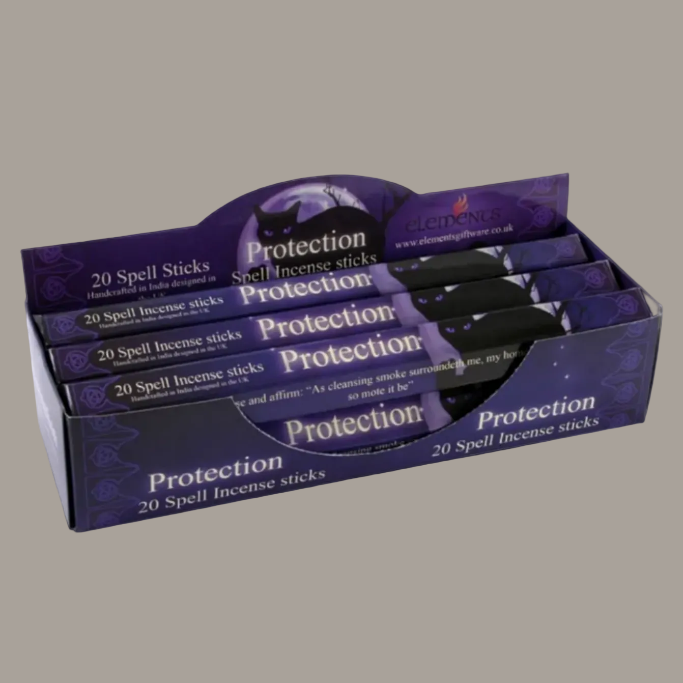 Protection Spell sandalwood incense, set of six packs, displayed on a charcoal background