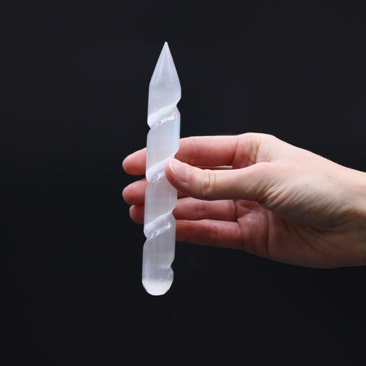 Moroccan Selenite Spiral Wand – 16 cm