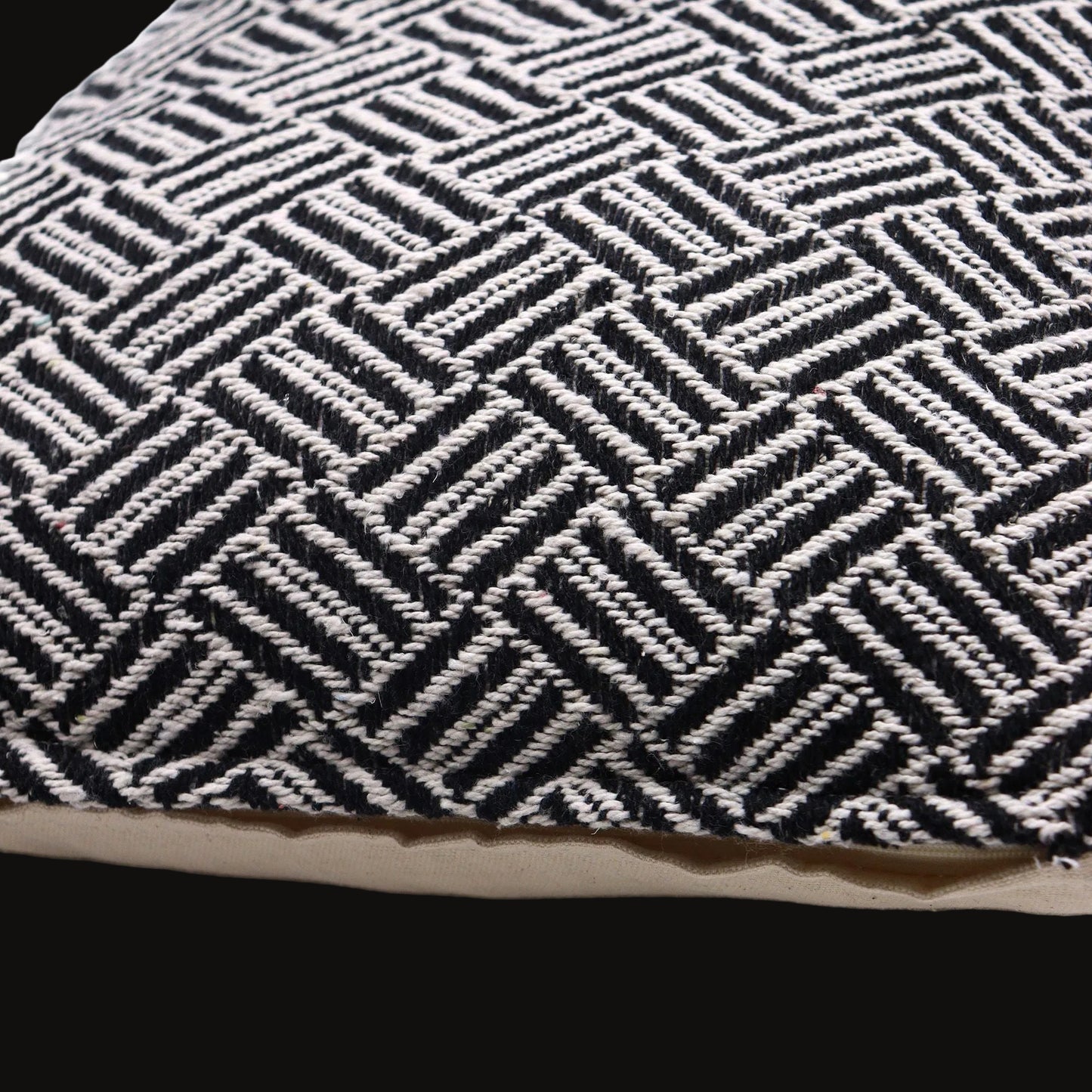 Black Labyrinth Woven Cushion Cover