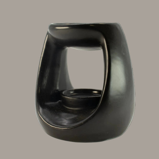 Matt Black Oval Pebble Oil Burner