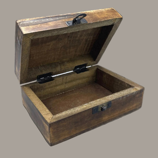 Medium Black Glazed Mango Wood Keepsake Box