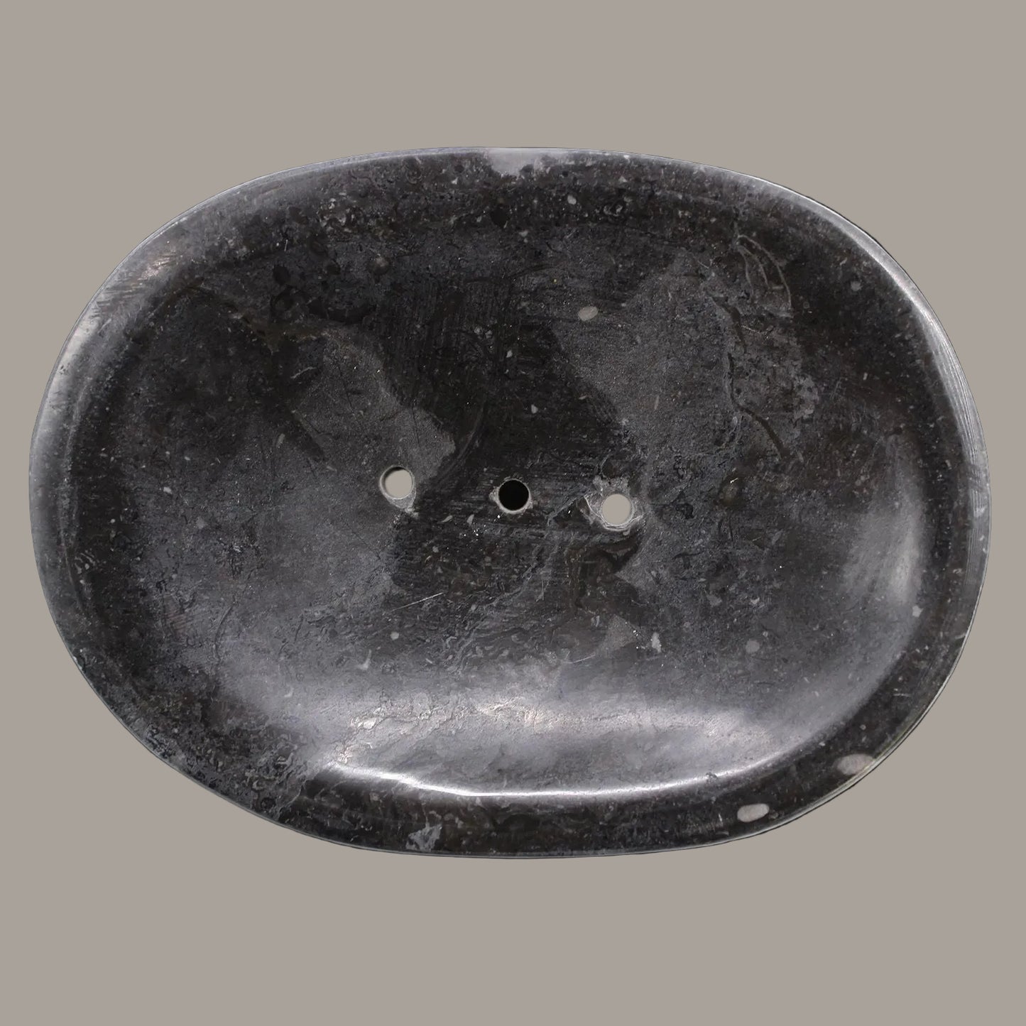 Classic Oval Black Marble Soap Dish