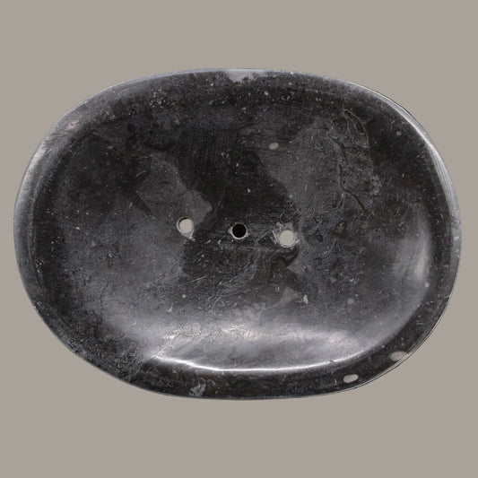 Classic Oval Black Marble Soap Dish