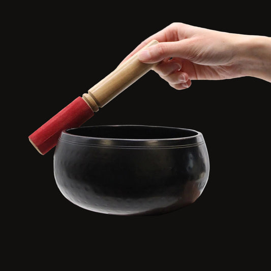 Large Black Beaten Brass Singing Bowl – 18cm