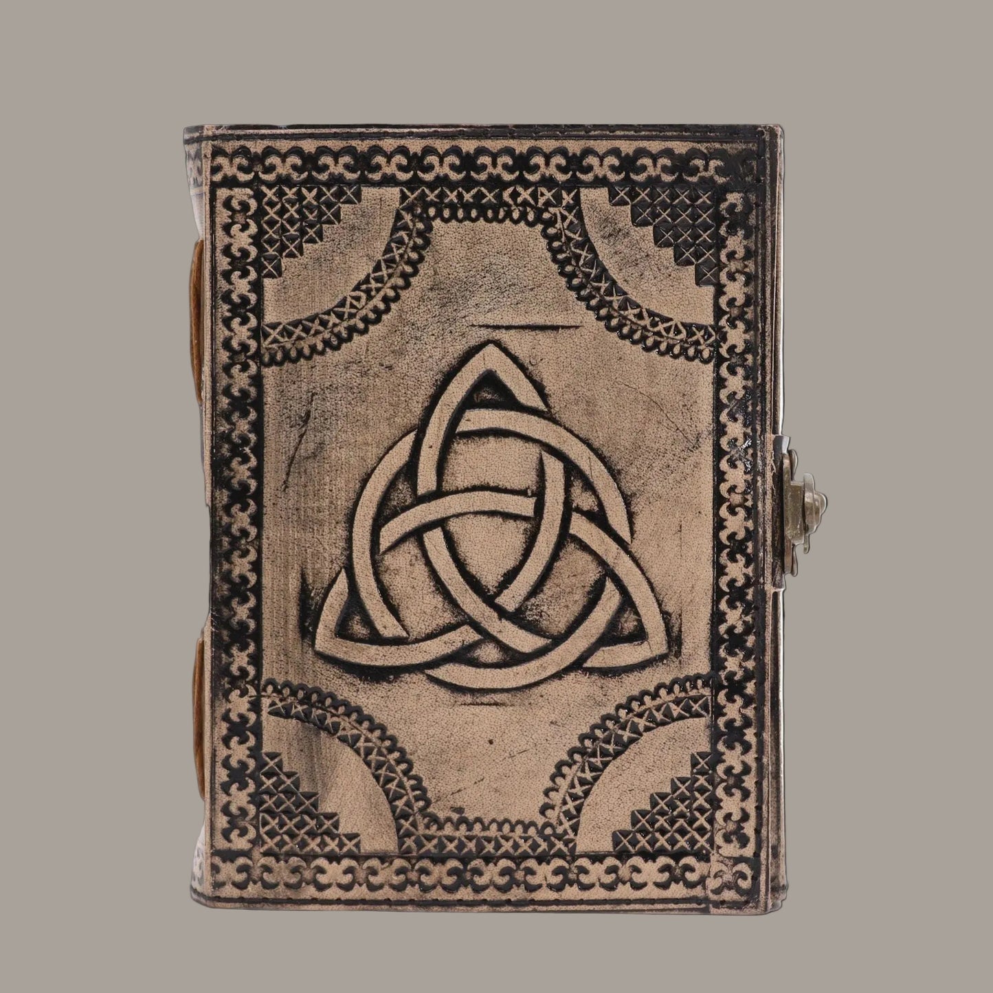 Antique Grey Triquetra Leather Notebook – 200 Pages