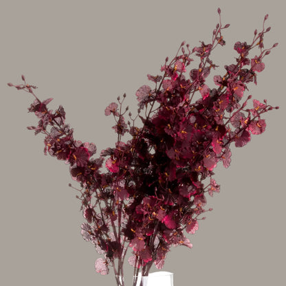 Deep burgundy artificial orchid spray