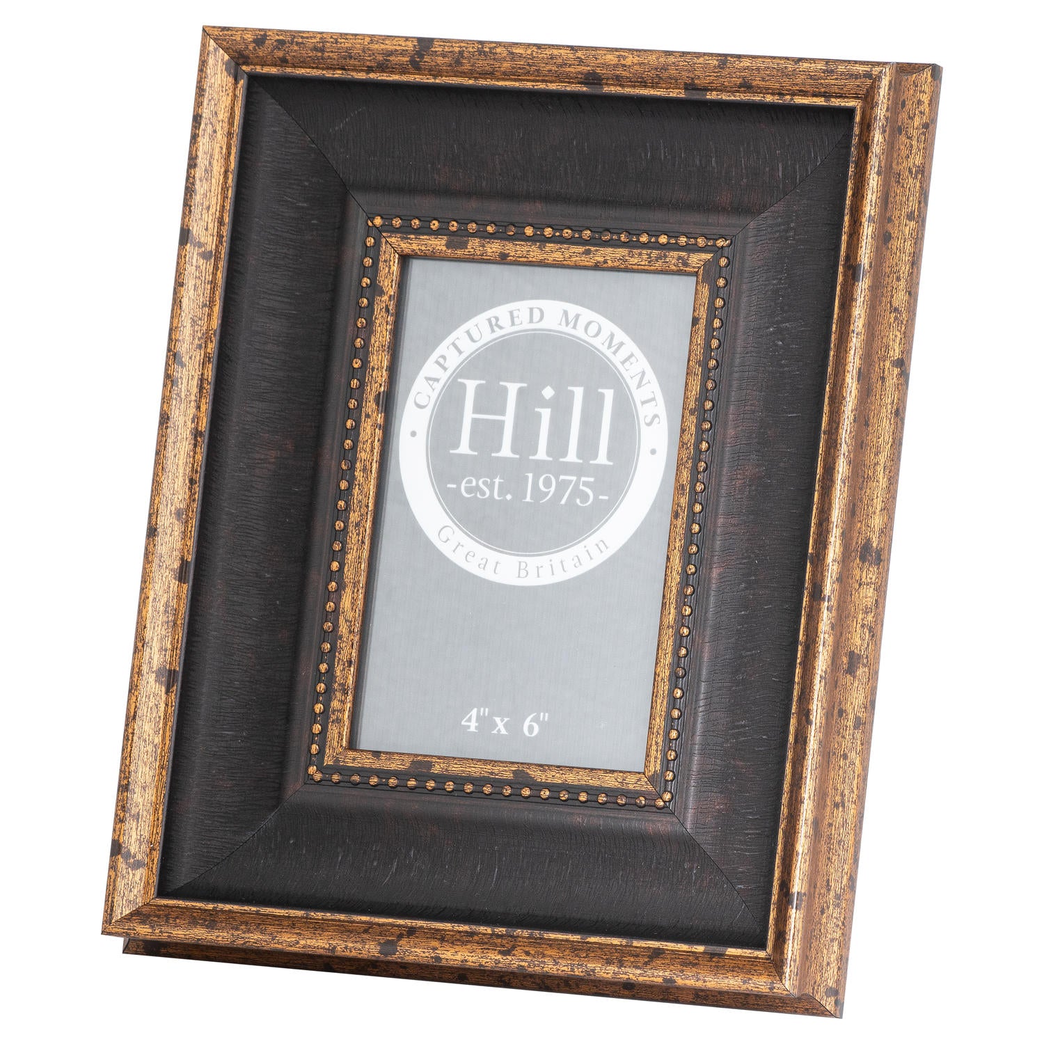Black and antique gold beaded 4 by 6 photo frame