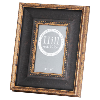 Black and antique gold beaded 4 by 6 photo frame
