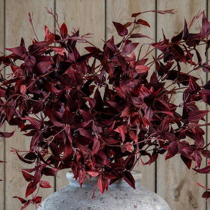 Ornamental burgundy artificial leaf stem