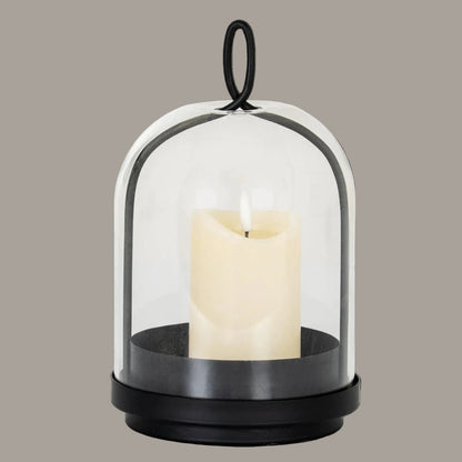 Nysa black candle holder with glass cloche - alternate view
