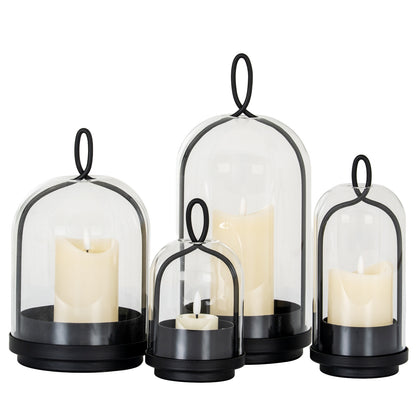 Nysa black candle holder with glass cloche - alternate view