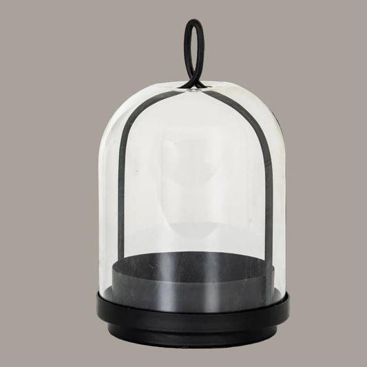Nysa black candle holder with glass cloche