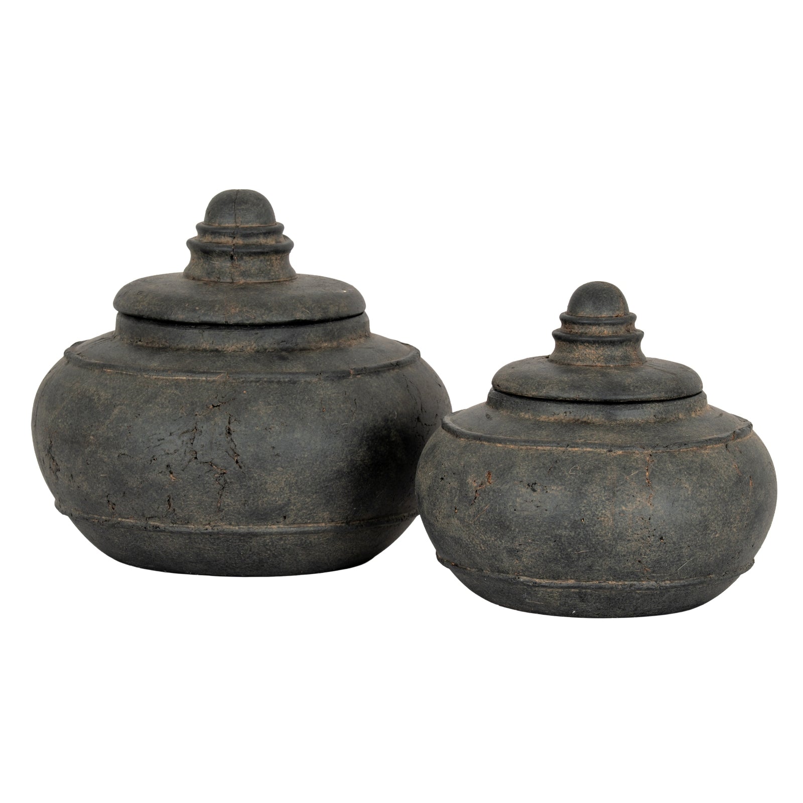 Dusk large dark ceramic pot with lid - alternate view