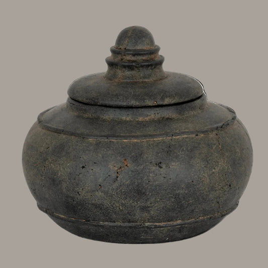 Dusk large dark ceramic pot with lid