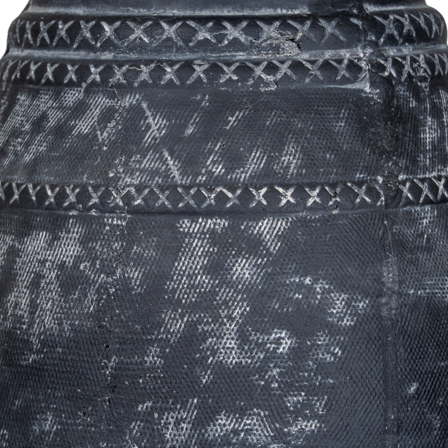 Etched black tall ceramic vase - alternate view