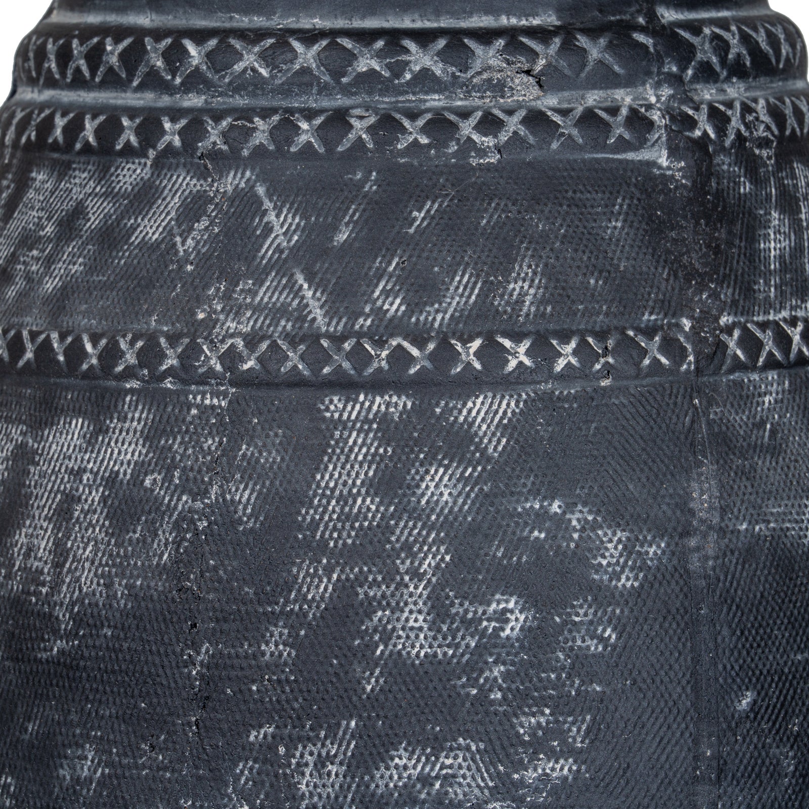 Etched black tall ceramic vase - alternate view