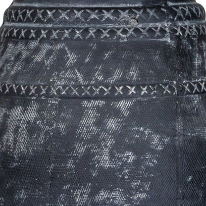 Etched black tall ceramic vase - alternate view