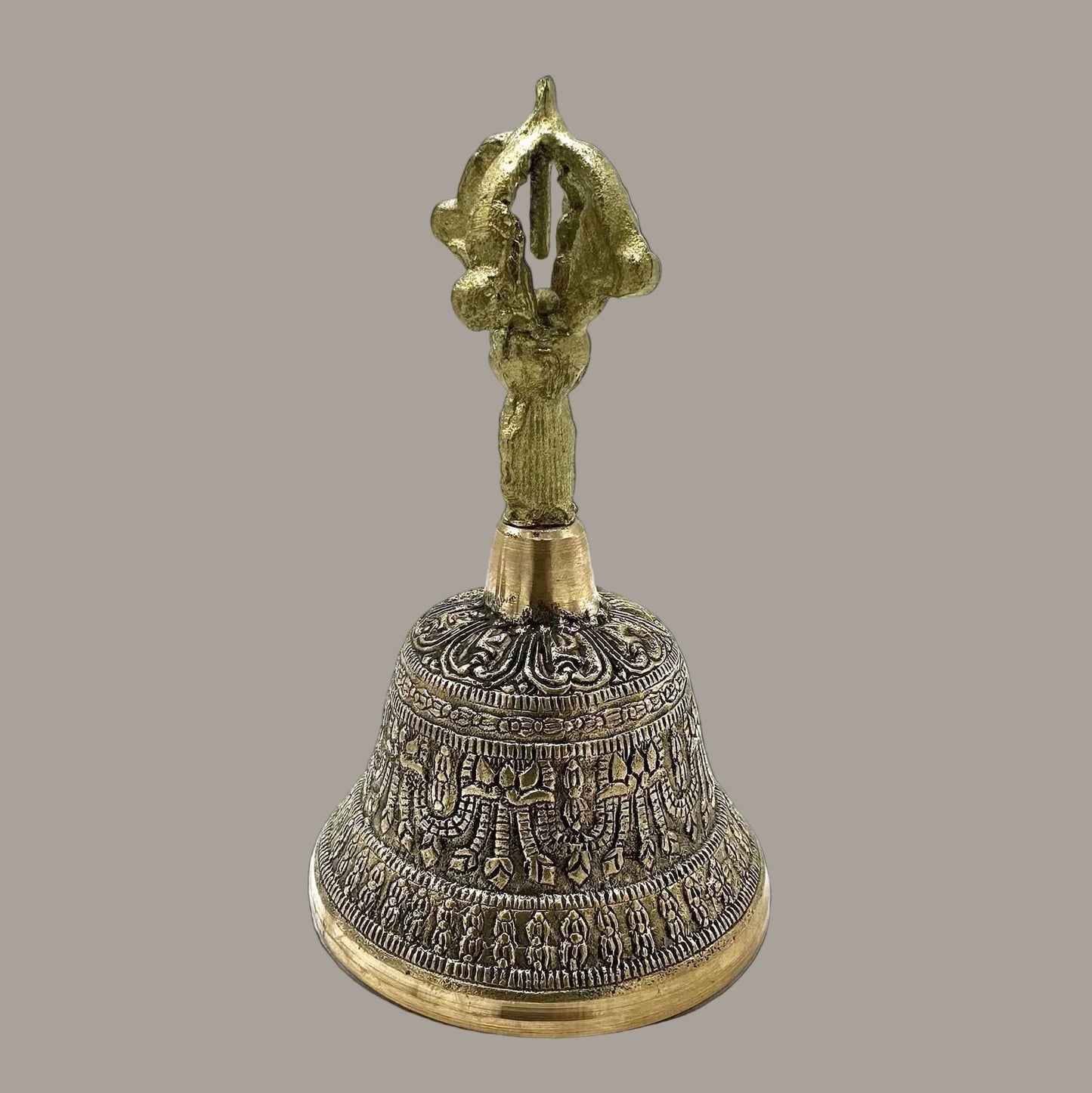 Large Engraved Brass Ritual Bell
