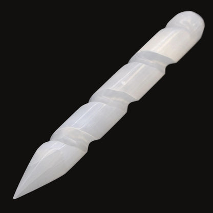 Moroccan Selenite Spiral Wand – 16 cm