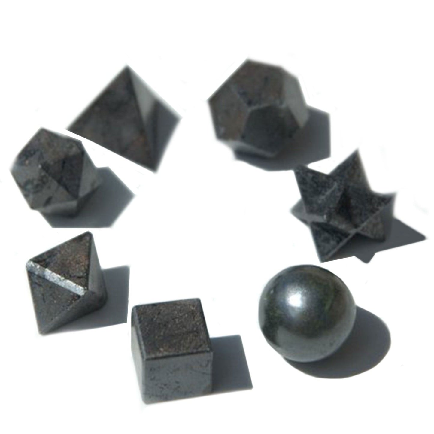 Seven-Piece Black Agate Geometry Set