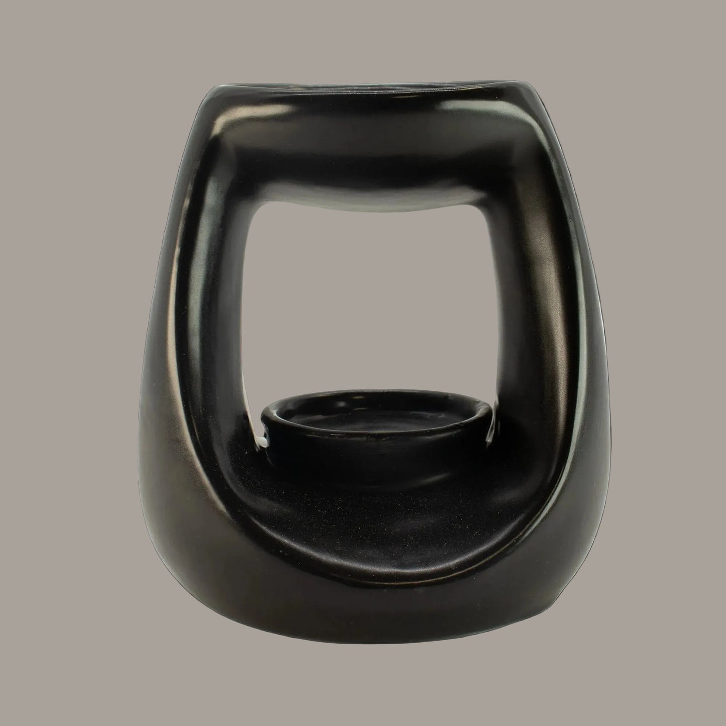 Matt Black Oval Pebble Oil Burner