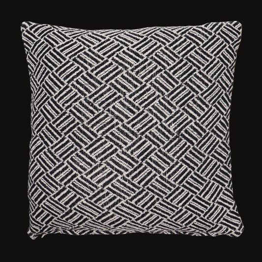 Black Labyrinth Woven Cushion Cover