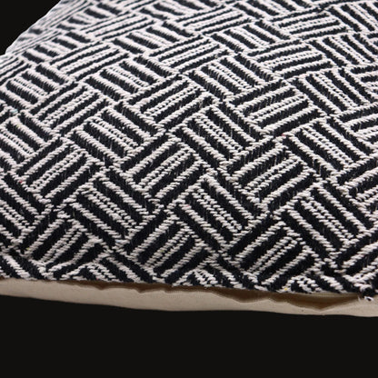 Black Labyrinth Woven Cushion Cover