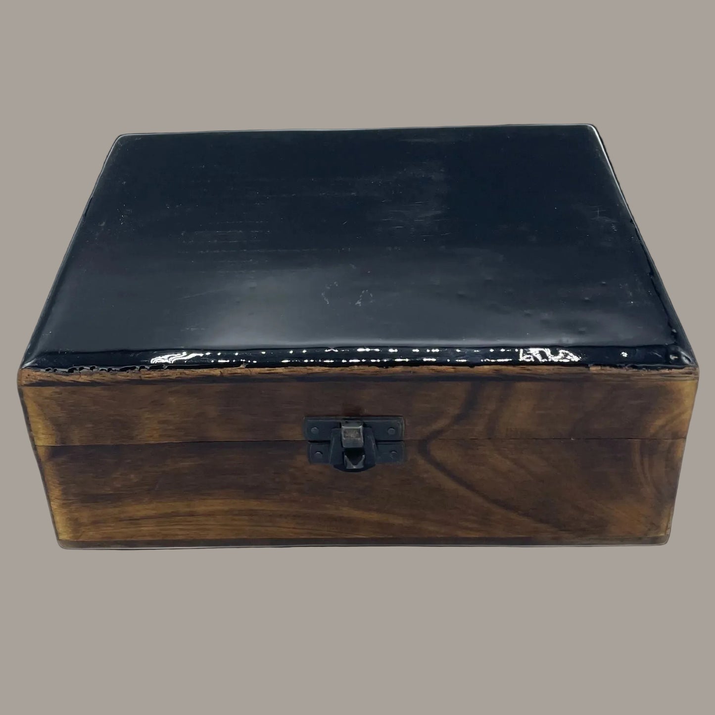 Large Black Glazed Mango Wood Keepsake Box