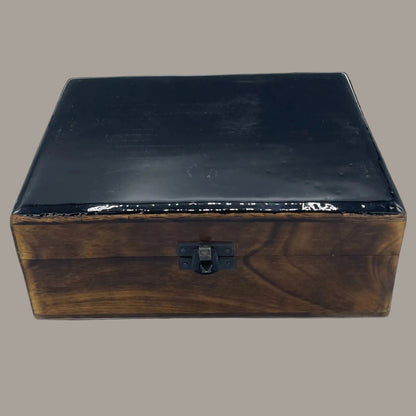 Large Black Glazed Mango Wood Keepsake Box