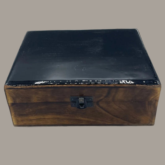 Large Black Glazed Mango Wood Keepsake Box