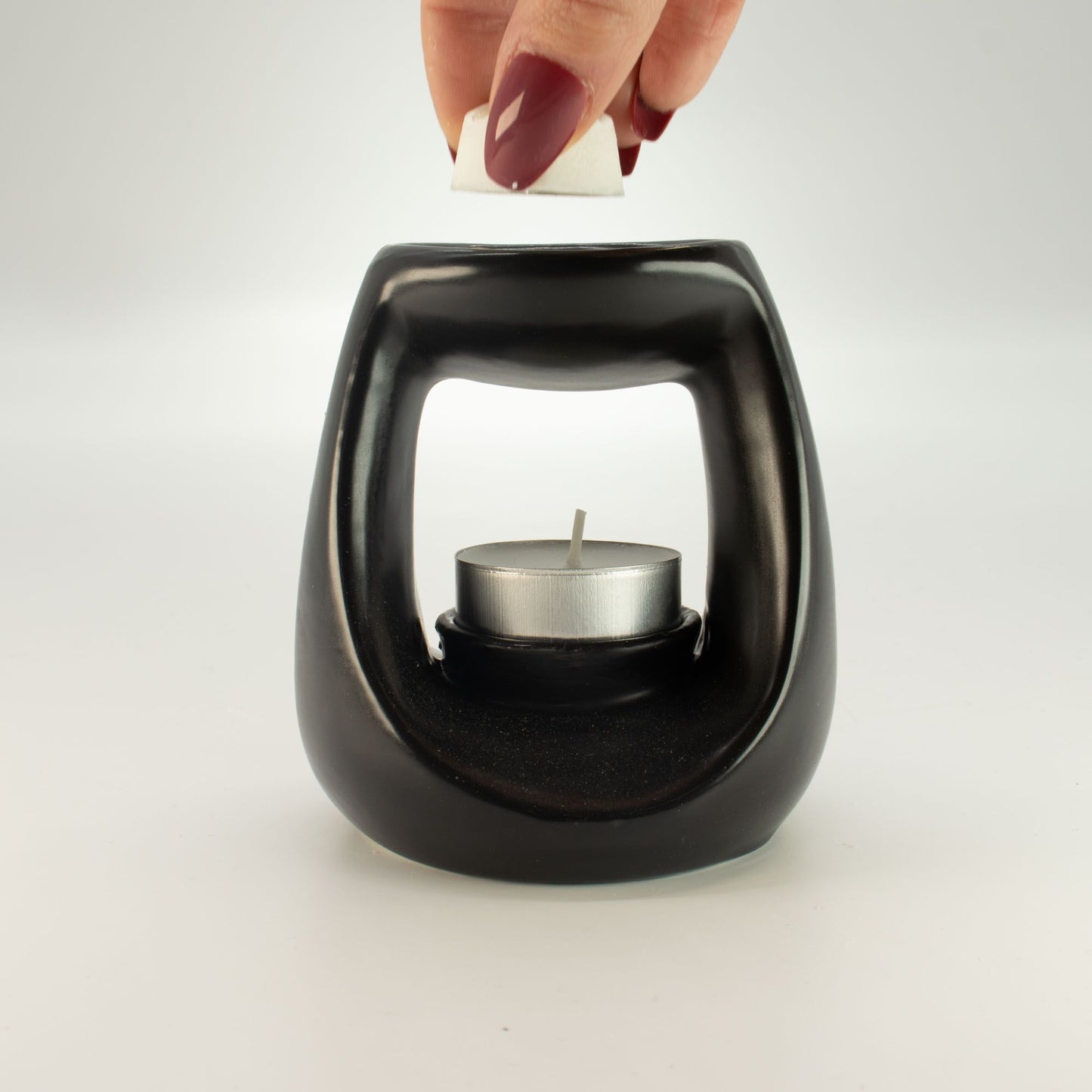 Matt Black Oval Pebble Oil Burner