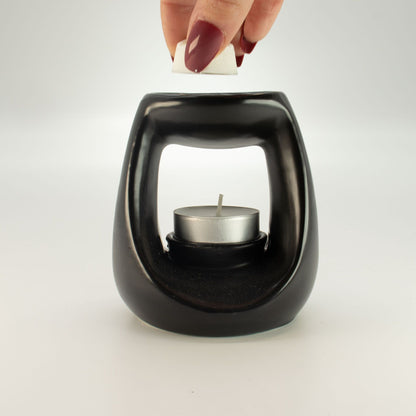 Matt Black Oval Pebble Oil Burner