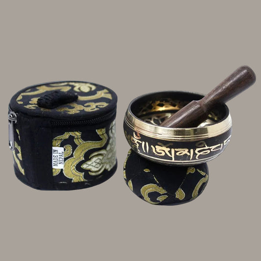 Black & Gold Mini Singing Bowl Gift Set