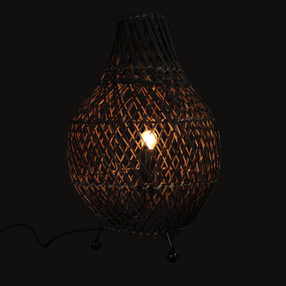 Black Woven Rattan Table Lamp – 39cm