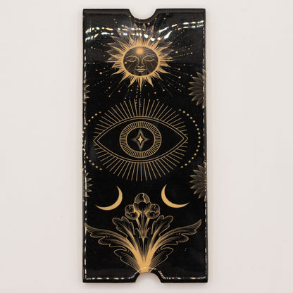 Four-Section Mango Wood Tarot Box with Card Holder