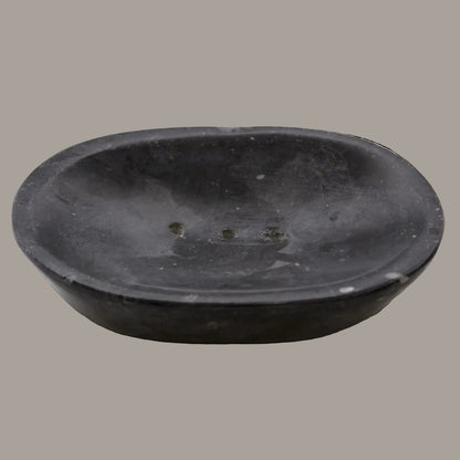 Classic Oval Black Marble Soap Dish