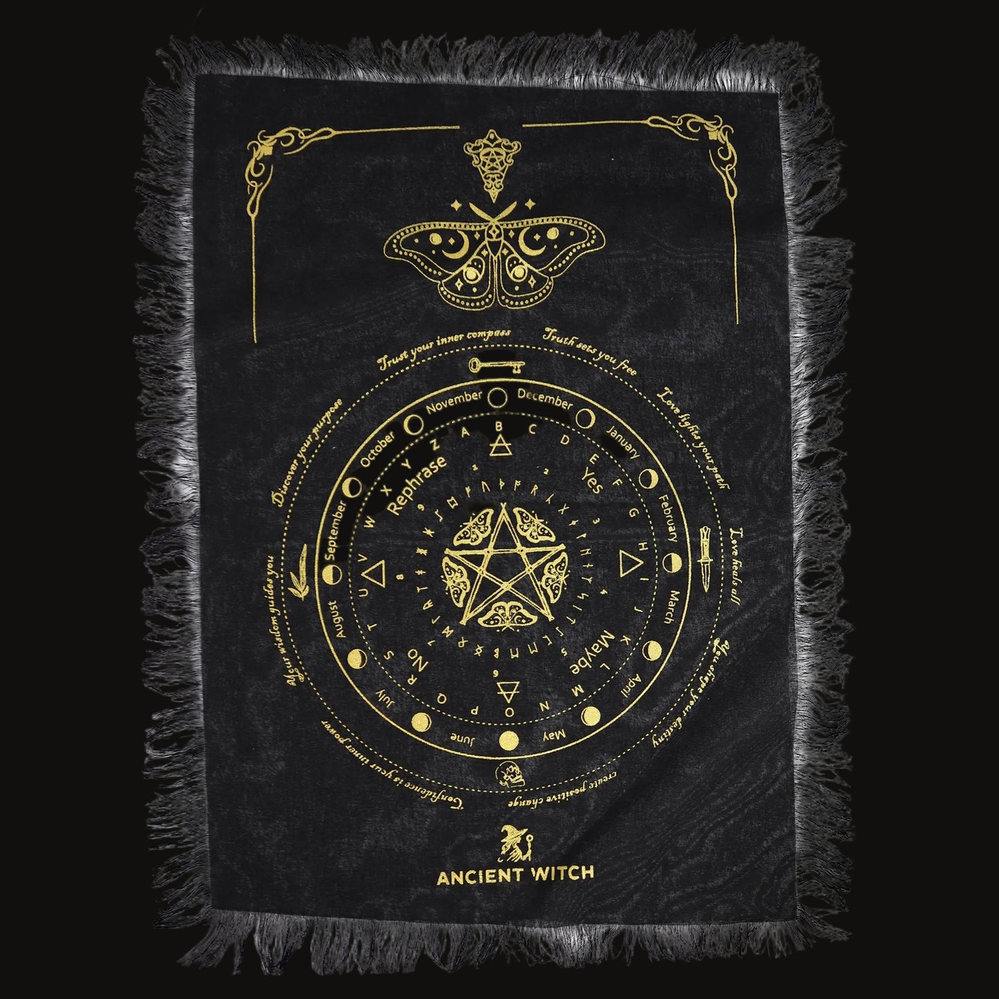 Black & Gold Mystic Moth Divination Cloth