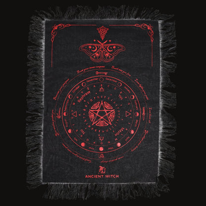 Black & Blood-Red Mystic Moth Divination Cloth