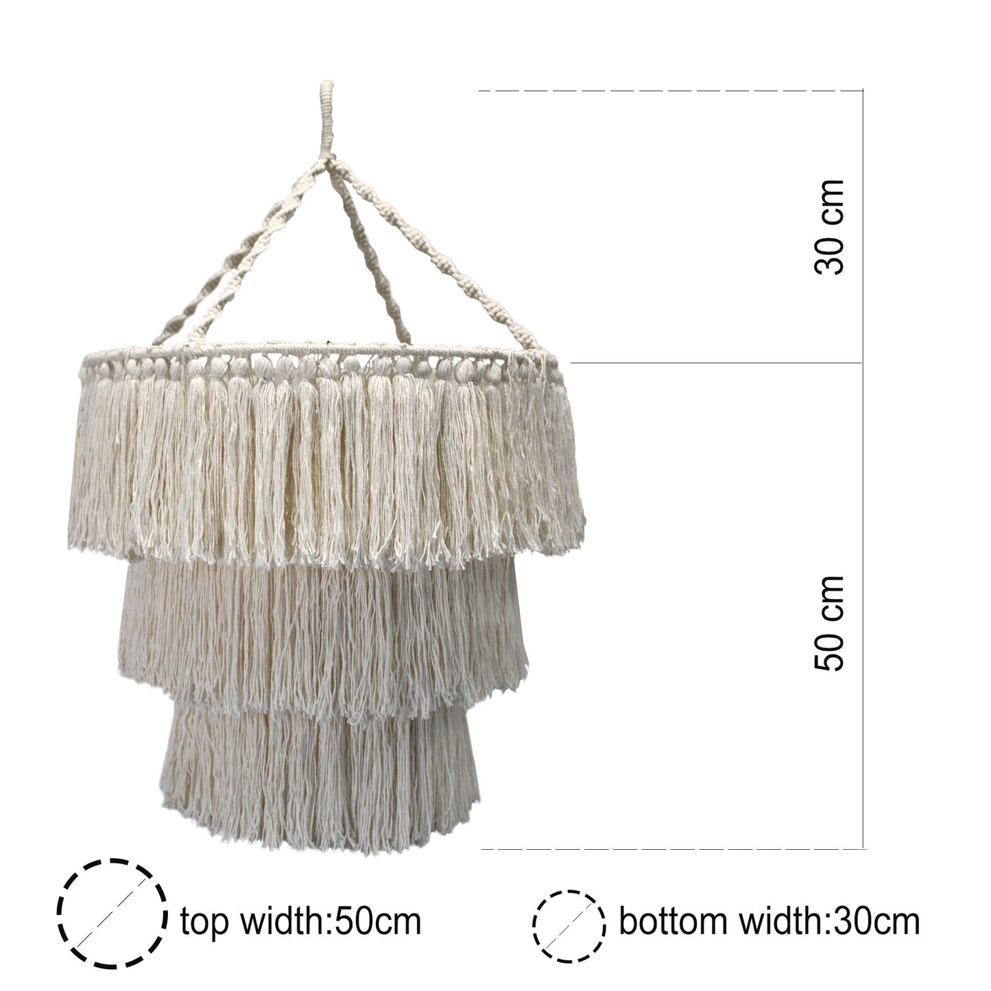 Black Macramé Fringe Chandelier Shade