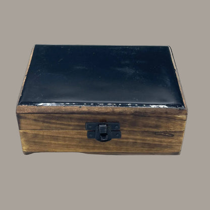 Medium Black Glazed Mango Wood Keepsake Box