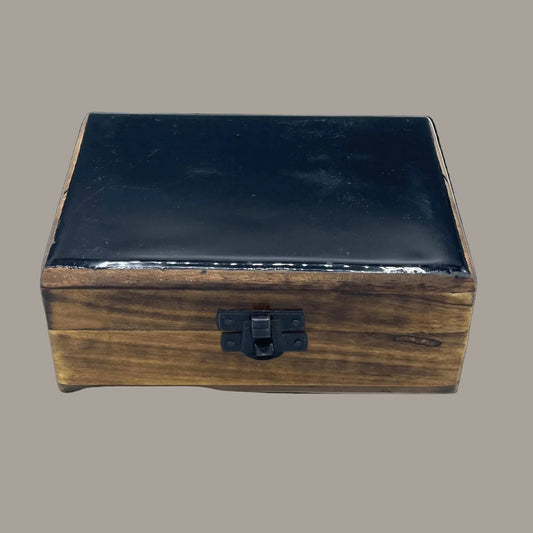 Medium Black Glazed Mango Wood Keepsake Box