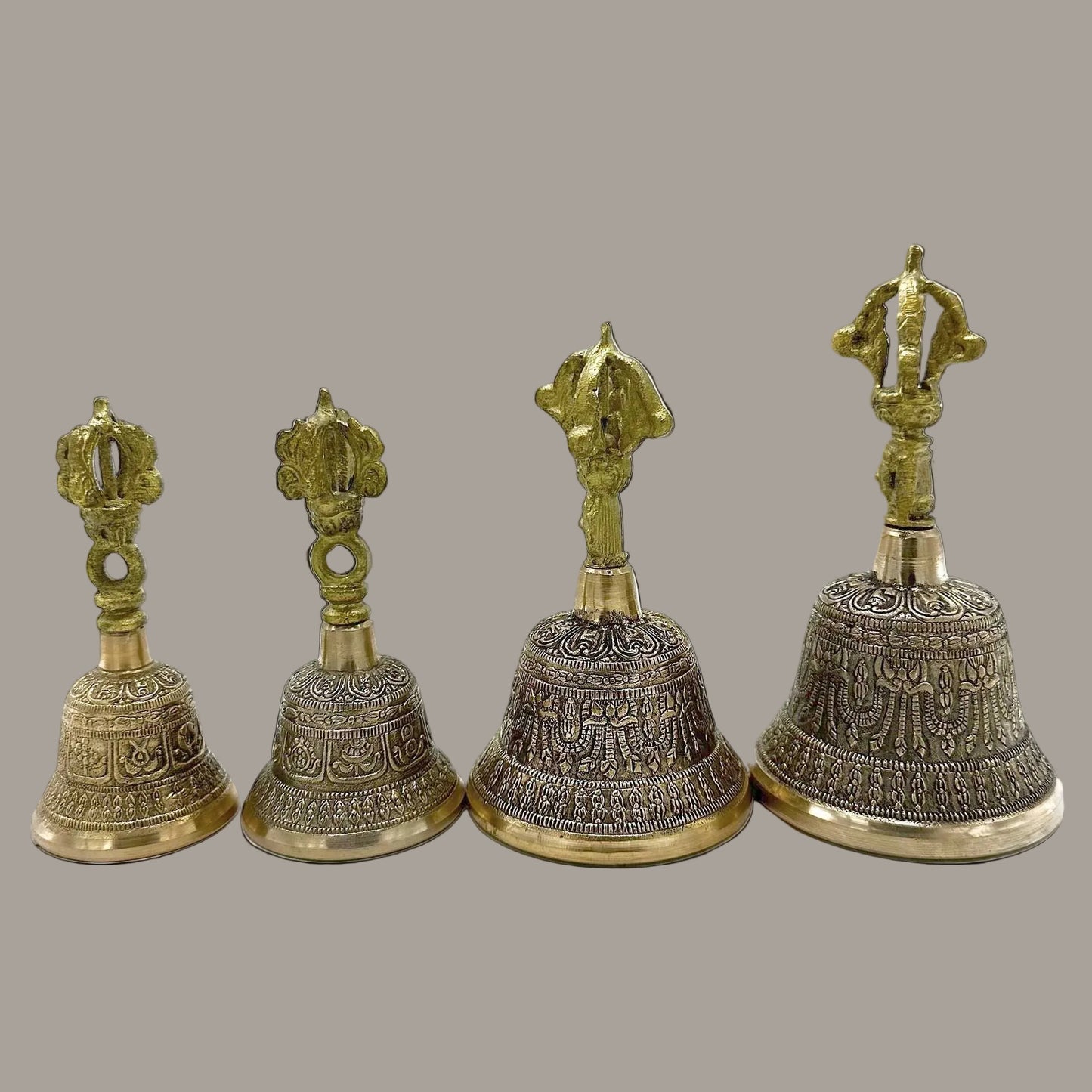 Large Engraved Brass Ritual Bell – 15 cm