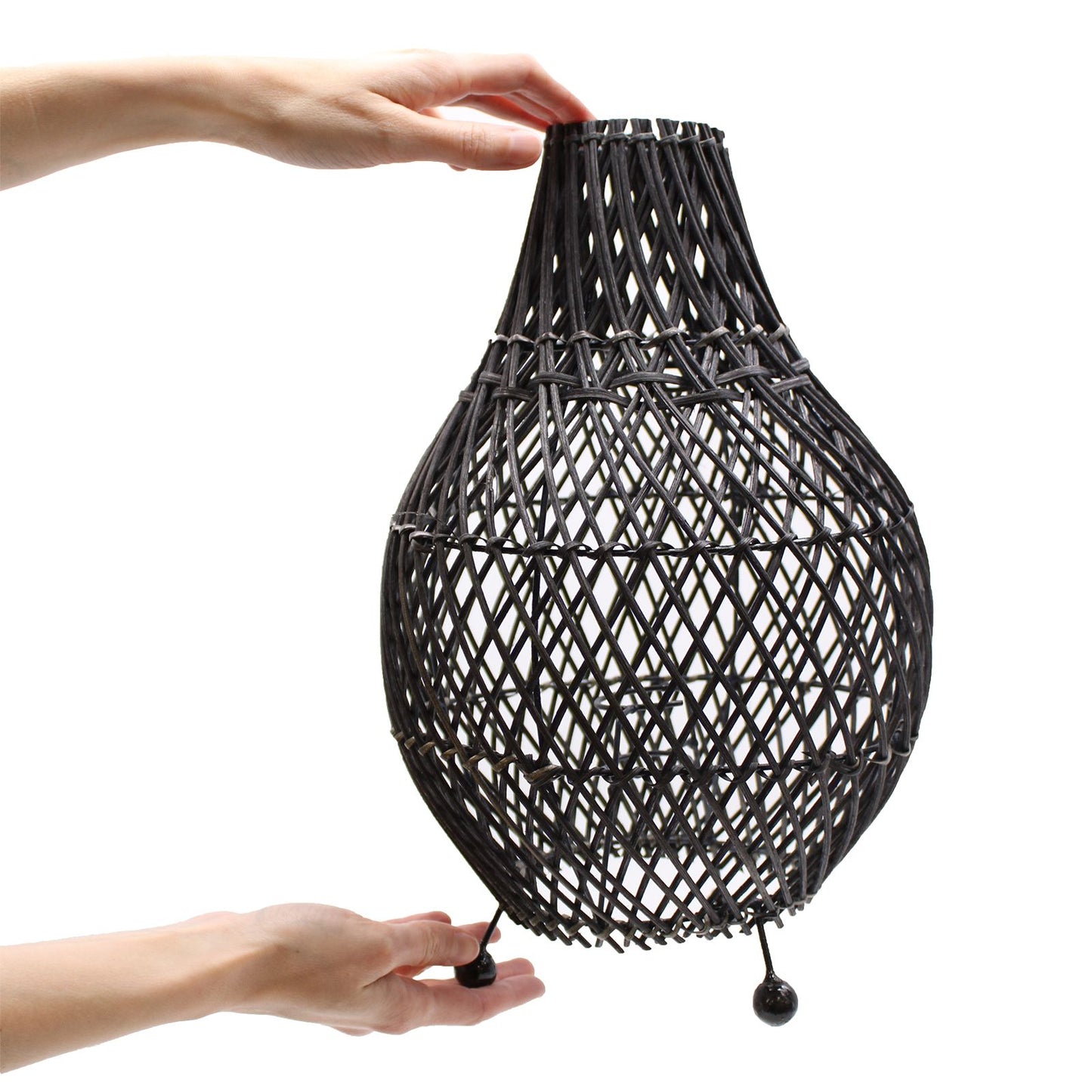 Black Woven Rattan Table Lamp – 39cm