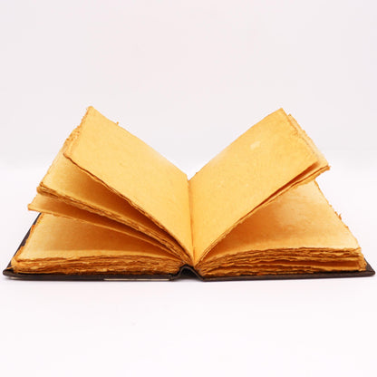 Large Red-Tan Leather Journal with Zinc Rose
