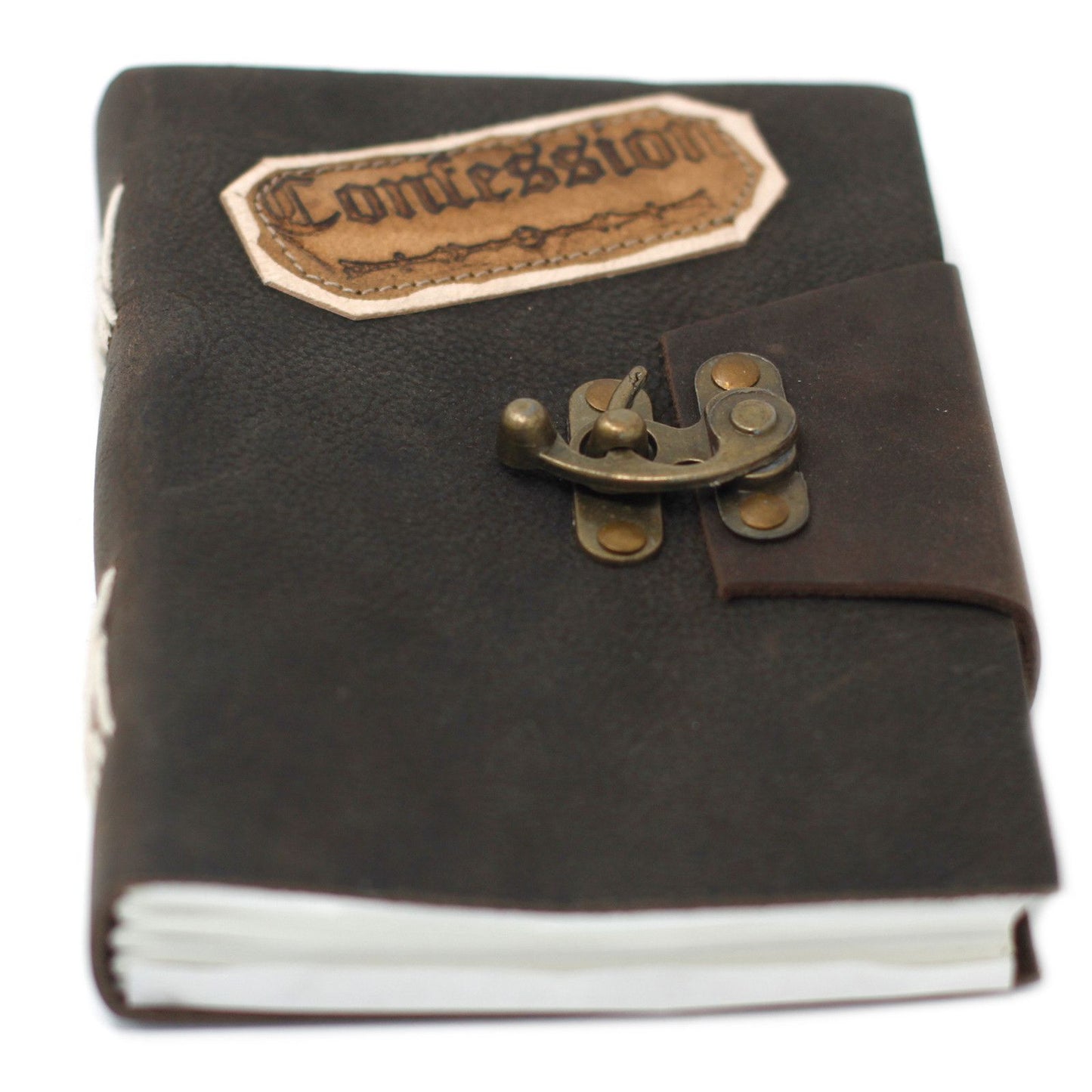 Black Leather Confessions Journal with Antique Clasp
