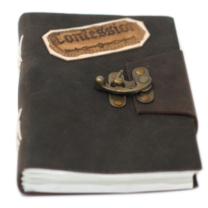 Black Leather Confessions Journal with Antique Clasp
