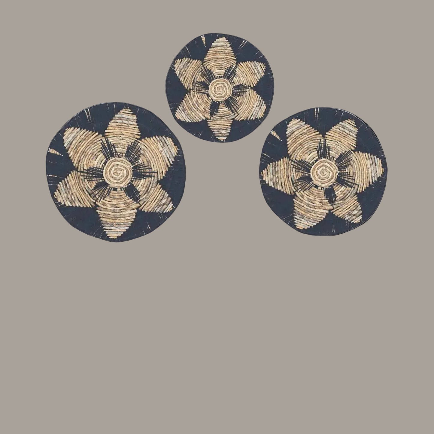 Black Woven Seagrass Wall Art – Set of Three